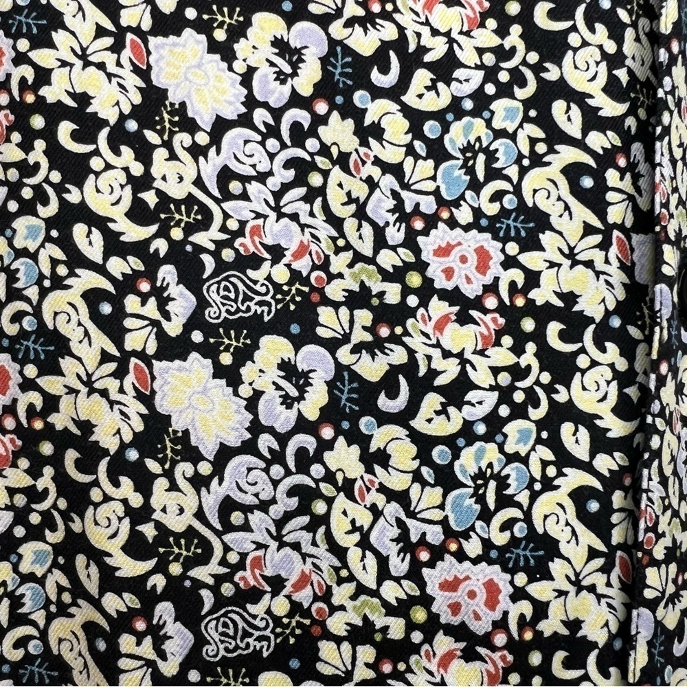 Bobby Chan Men's Size L Silk Bamboo Floral Short Blouse Black Yellow Lightweight - Picture 4 of 11